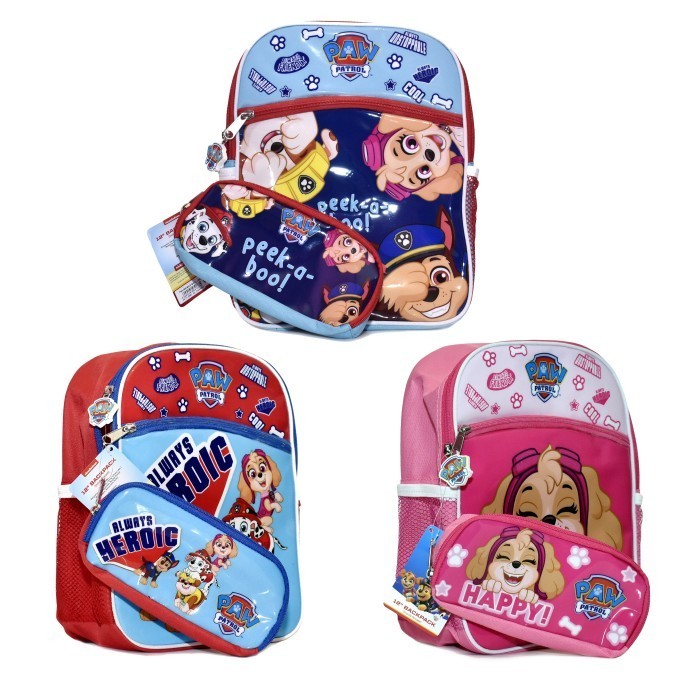 

Paw Patrol Backpack Plus Pencase 12" 2In1 Skye Happy Face Promo