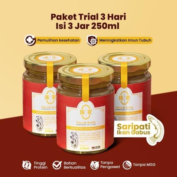 

READY!!! Miracle Broth - Kaldu Gabus - (3pcs x 250ml) (83 kaldu ikan