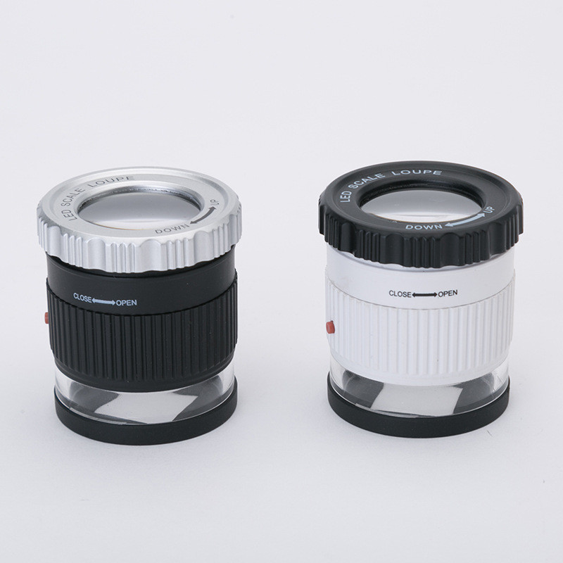 

30X Cylindrical Scale Magnifying Glass with LED UV Light Magnifier Adjustable Focal Jewelry Loupe Printing Cloth Loupe