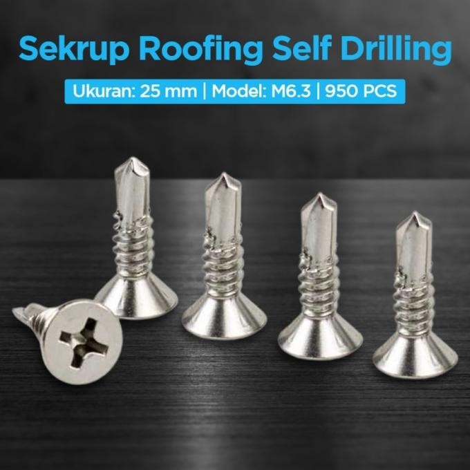[DUS] SKRUP ROOFING M6.3 X 25MM SCREW FLAT HEAD SEKRUP SDS FH BAJA WY 0411T
