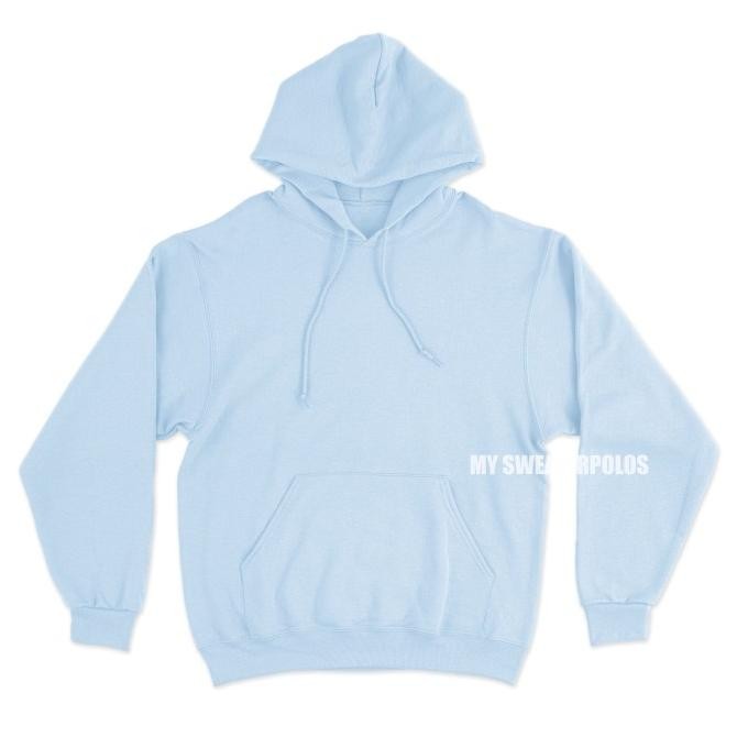 SWEATER HOODIE JUMPER BABY BLUE PRIA & WANITA M-L-XL