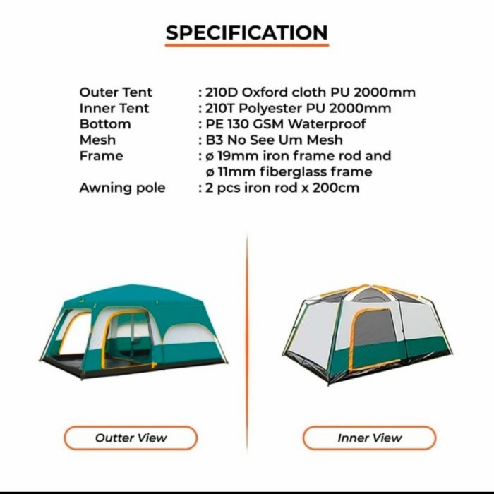 FLASHSALE tenda chanodug keluarga camping fami36 FX 2028 tent big dome size