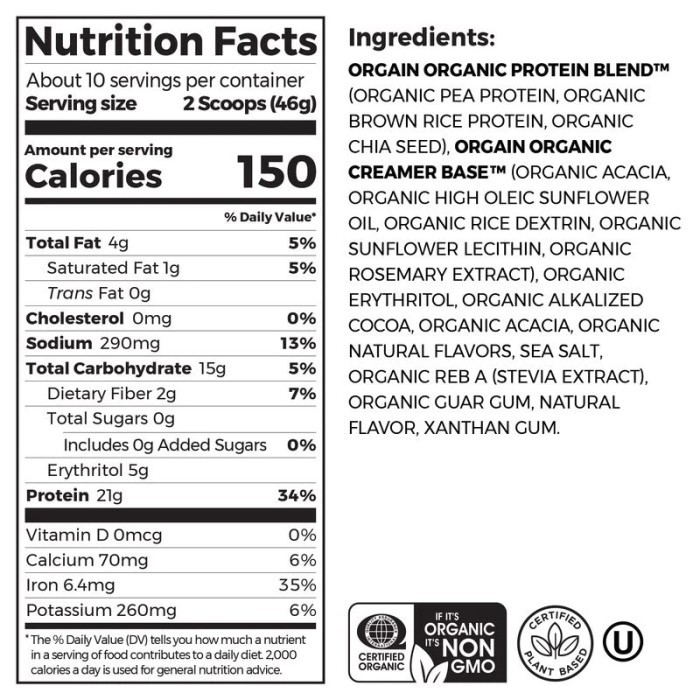 

Orgain Organic Plant Protein Powder Creamy Chocolate Fudge 462G / Susu Terlaris