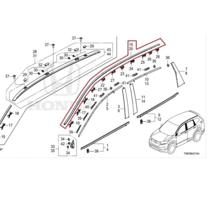 KARET ROOF ATAP ATAS HONDA CRV TURBO 2018 2019 2020 2021 2022 ORI