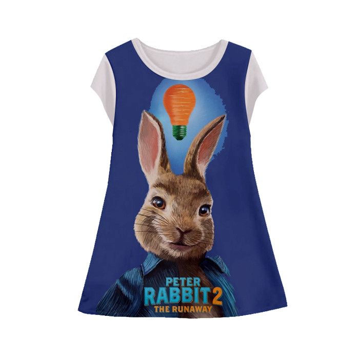 Baju Dress Film Anak Lengan Pendek Film 3D Printing Peter Rabbit Tunik-PeterRabbit-3-designWD Limite
