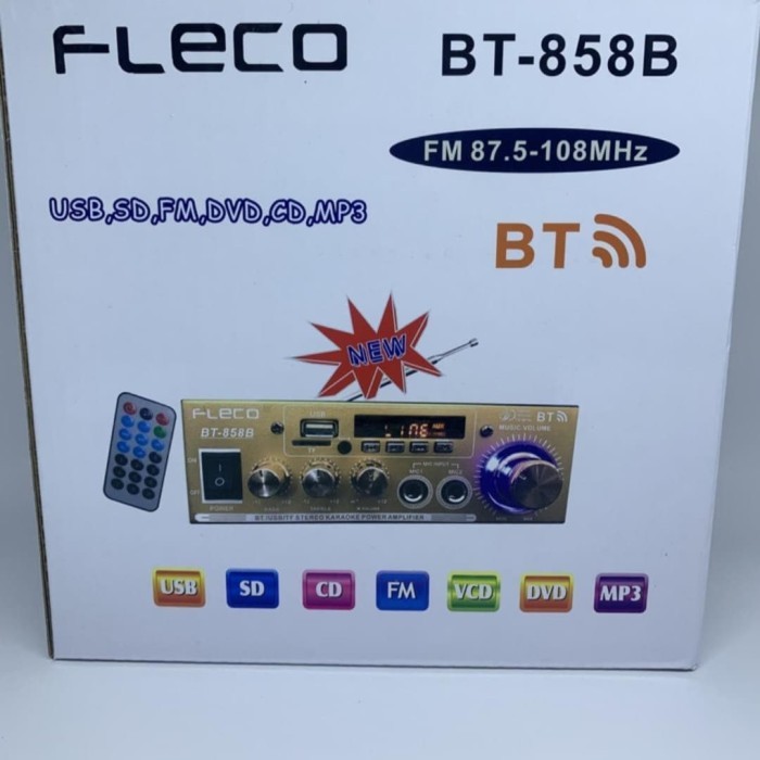 Terbaru Power Amplifier Fleco Bt 858B/ Bluetooth Fleco F 858B Ac-Dc