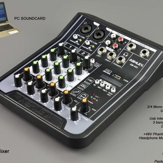 Mixer karaoke 4 channel audio ASHLEY SM 402 mixer mini original