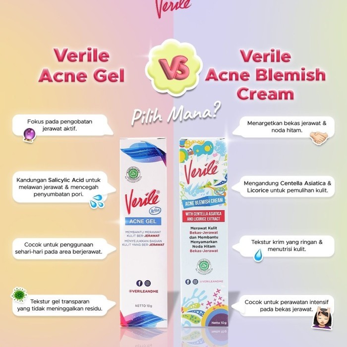 NEW VERILE GEL/Wash/Blemish OBAT JERAWAT/penghilang bekas jerawat