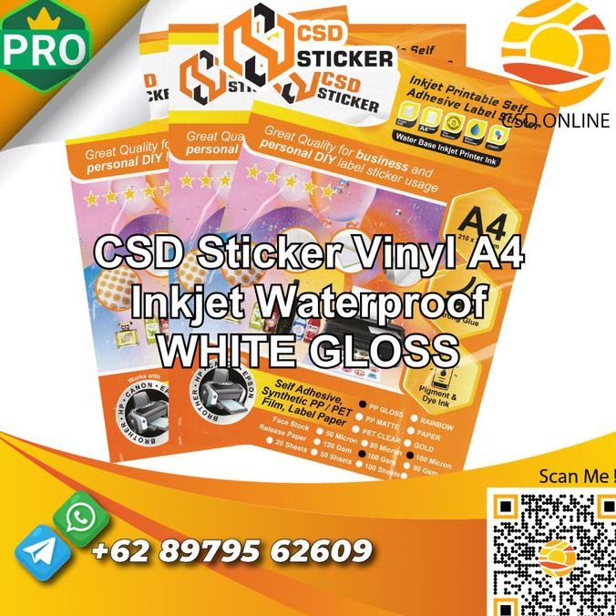 

NEW CSD Sticker Vinyl Print Inkjet A4 Waterproof Stiker Plastik -Repack 50