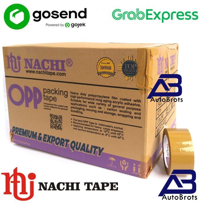 

TERBARU - 1 Dus/72Roll Nachi Tape OPP Lakban Packing Coklat 2 Inch (48mm) X 90Y