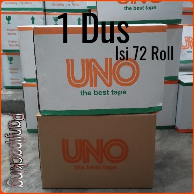 

TERMURAH - Lakban 1 dus Bening / Coklat Uno 2 inch 45mm x 90Yard isi 72 Roll