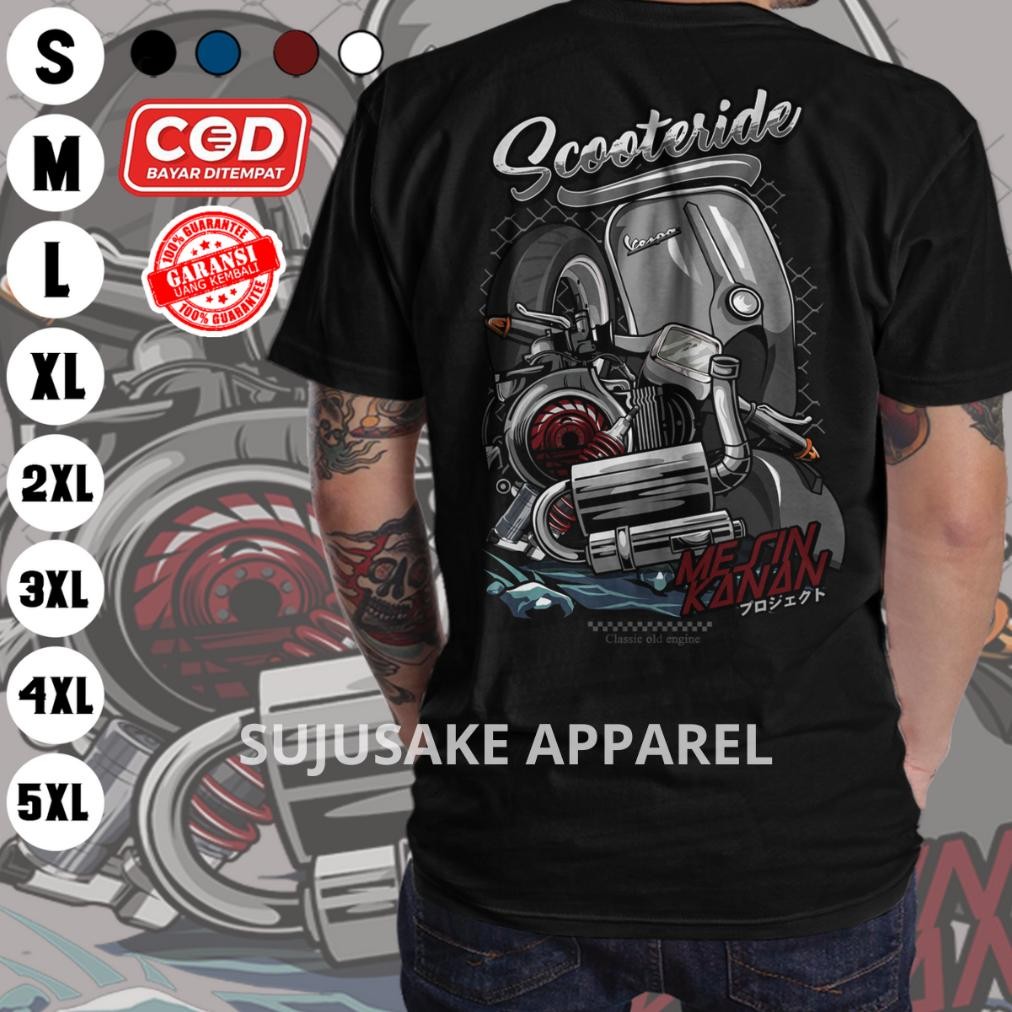 Promo Kaos Pria Scooter Scooterist Vespa Mesin Kanan Extreme Distro Original Sujusake Apparel