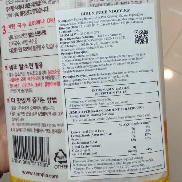 

Sempio Rice Noodle (Sal Somyun) 400Gr / Bihun Impor Dr Korea Terlaris