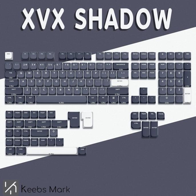 TERBARU - XVX Shadow Keycaps - Low Profile 144 Keys Mechanical Keyboard