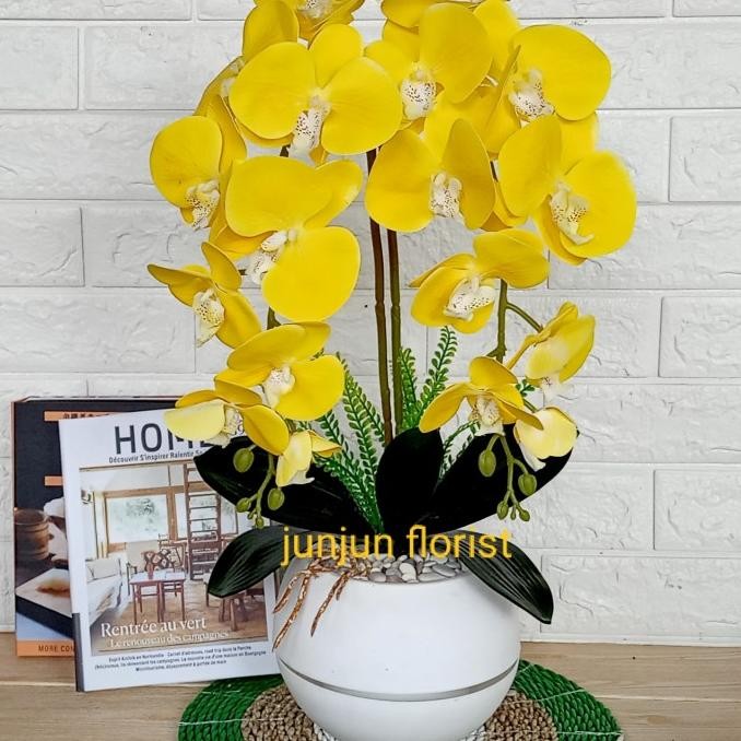 bunga anggrek latex jumbo artificial pot bola//bunga anggrek bulan