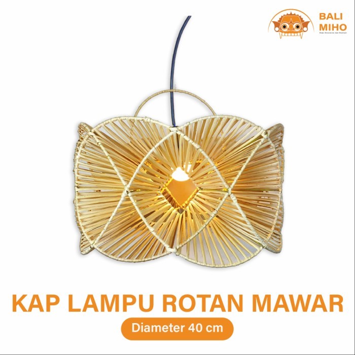 

New - Kap Lampu Rotan Motif Mawar - Lampu Rotan - Kap Lampu Hias