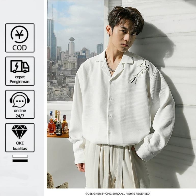 Sr - Kemeja Bordir Pria Kemeja Oversize Pria Kemeja Bordir Kemeja Putih Pria Kemeja Hitam Korean Sty