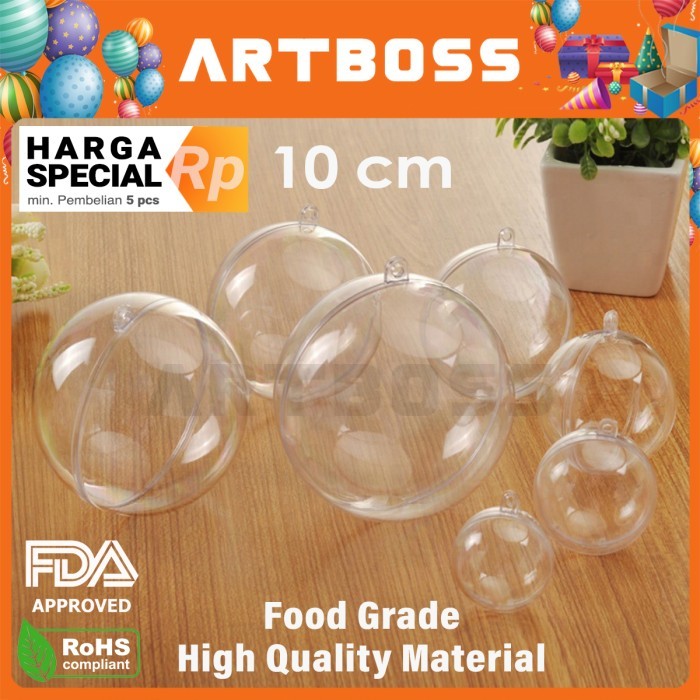 

NEW! 10cm Bola akrilik foodgrade natal transparan kaca bening clear grosir - 10cm FDA Limited