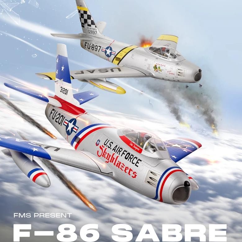 FMS RC AIRPLANE PLANE 80MM F86 F-86 SABRE DUCTED FAN EDF JET SPORTS 6S 6CH WITH FLAPS RETRACT EPO PN