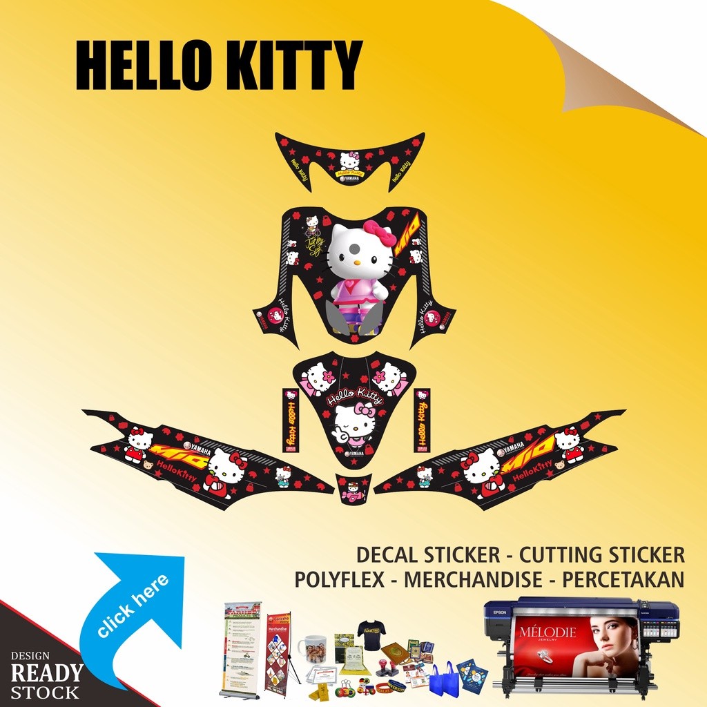 DECAL STICKER YAMAHA MIO SMILE HELLO KITTY HITAM