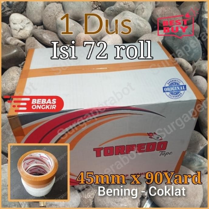 

NEW Lakban Bening Coklat 1 Dus 90Yard 2inci 45x90 yard 72Rolls Solasi