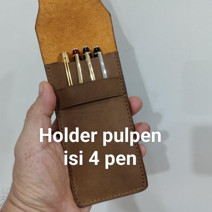 

TERBARU - HOLDER CASE TEMPAT PENA KULIT ASLI ISI 4 PEN