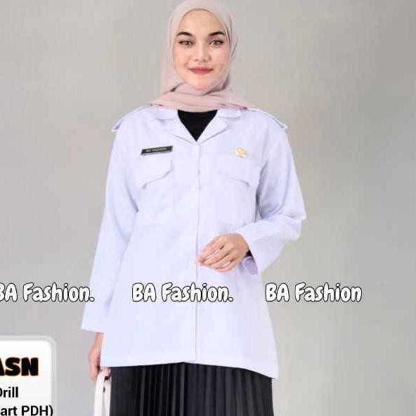 Tinos Cod Blus Kemeja Pdh Putih Wanita  Lengan Panjang / Seragam Guru Blus Pppk / Baju Wanita Asn Pu