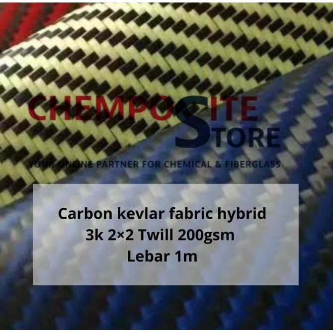 Serat Karbon Kevlar Hybrid Fabric Carbon Kevlar Merah Kuning Biru Oren