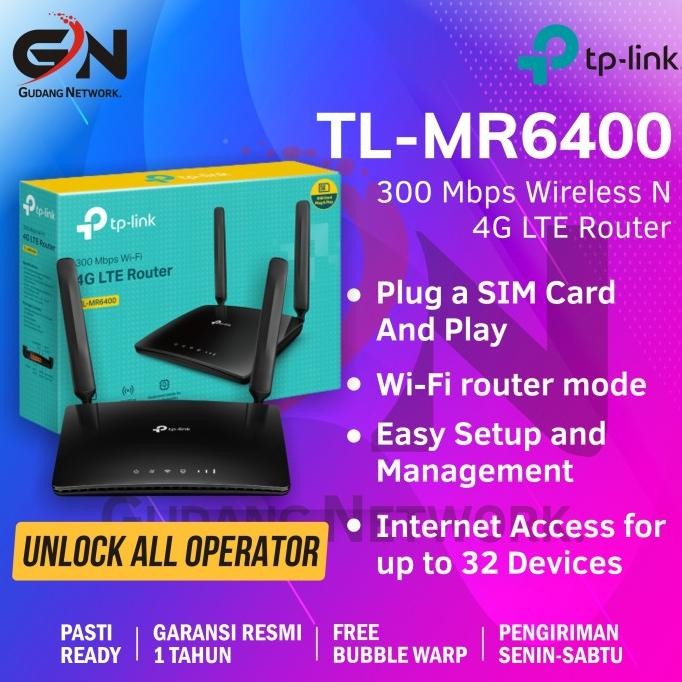TPLINK SIM CARD GSM 3G/4G ROUTER, TL-MR6400, MR6400