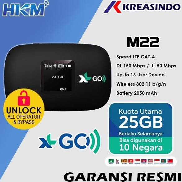 HKM M22 Modem Mifi Wifi XL GO IZI Free Kuota Unlock Garansi resmi