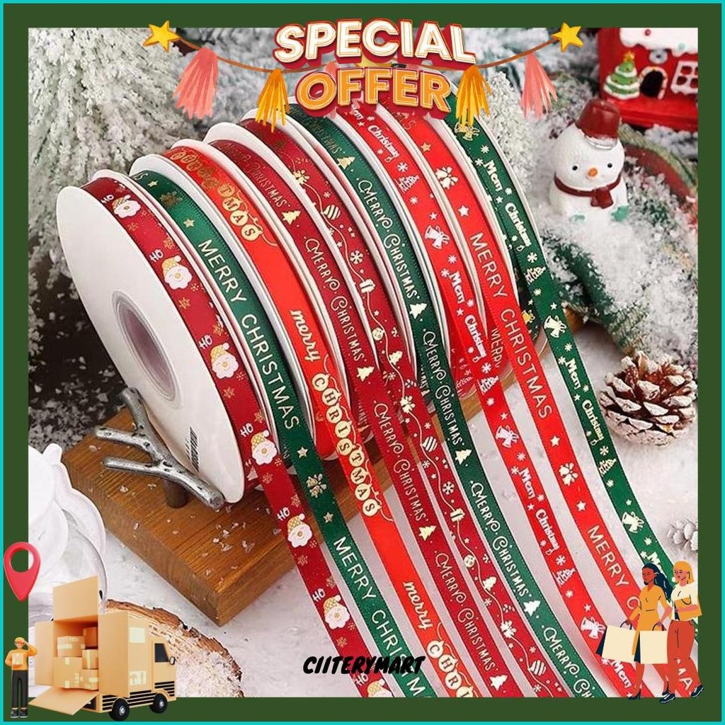 

(Harga Per 15Meter) Pita Natal Pita Kado Natal Lebar 1Cm Pita Merry Christmas Sale