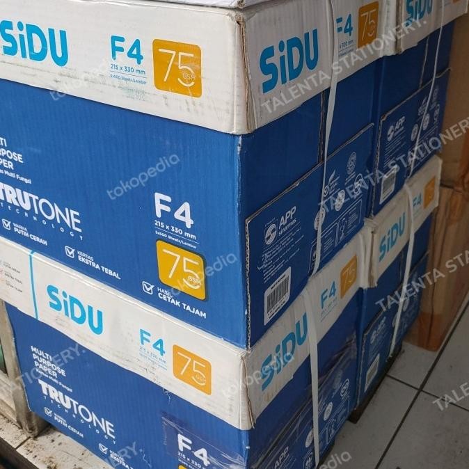 

TERLARIS - kertas HVS SIDU ukuran folio F4 75 gram harga 1 box isi 5 rim
