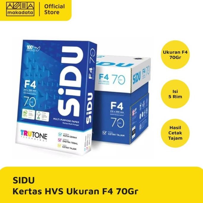 

TERBARU - KERTAS HVS | PRINT | FOTOCOPY SIDU F4 70 GRAM (1BOX)