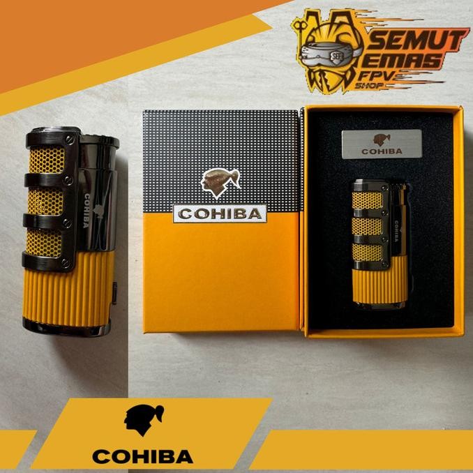 COHIBA COB938 Turbo Cigar Lighter Korek Cerutu 3 Sumbu Flame Torch Jet