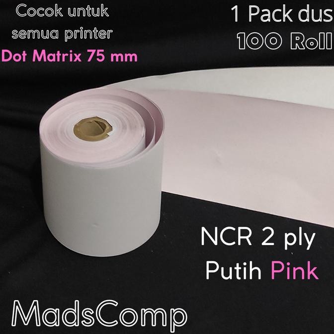 

TERBARU - 1 Dus isi 100 Roll Kertas Struk Kasir NCR 2 ply Grosir Murah