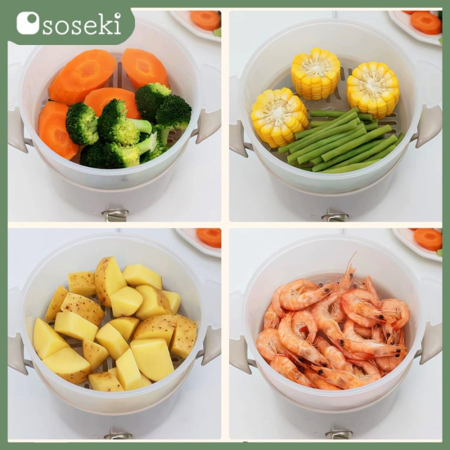 Yvette - Steamer Panci Kukus Elektrik SOSEKI / Keranjang Kukus Telur,Kukus Kue,Dll