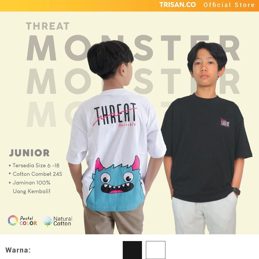 Trisan Baju Kaos Oversize Motif Monster Anak Junior Remaja Laki Laki Size Besar usia 5-14 tahun