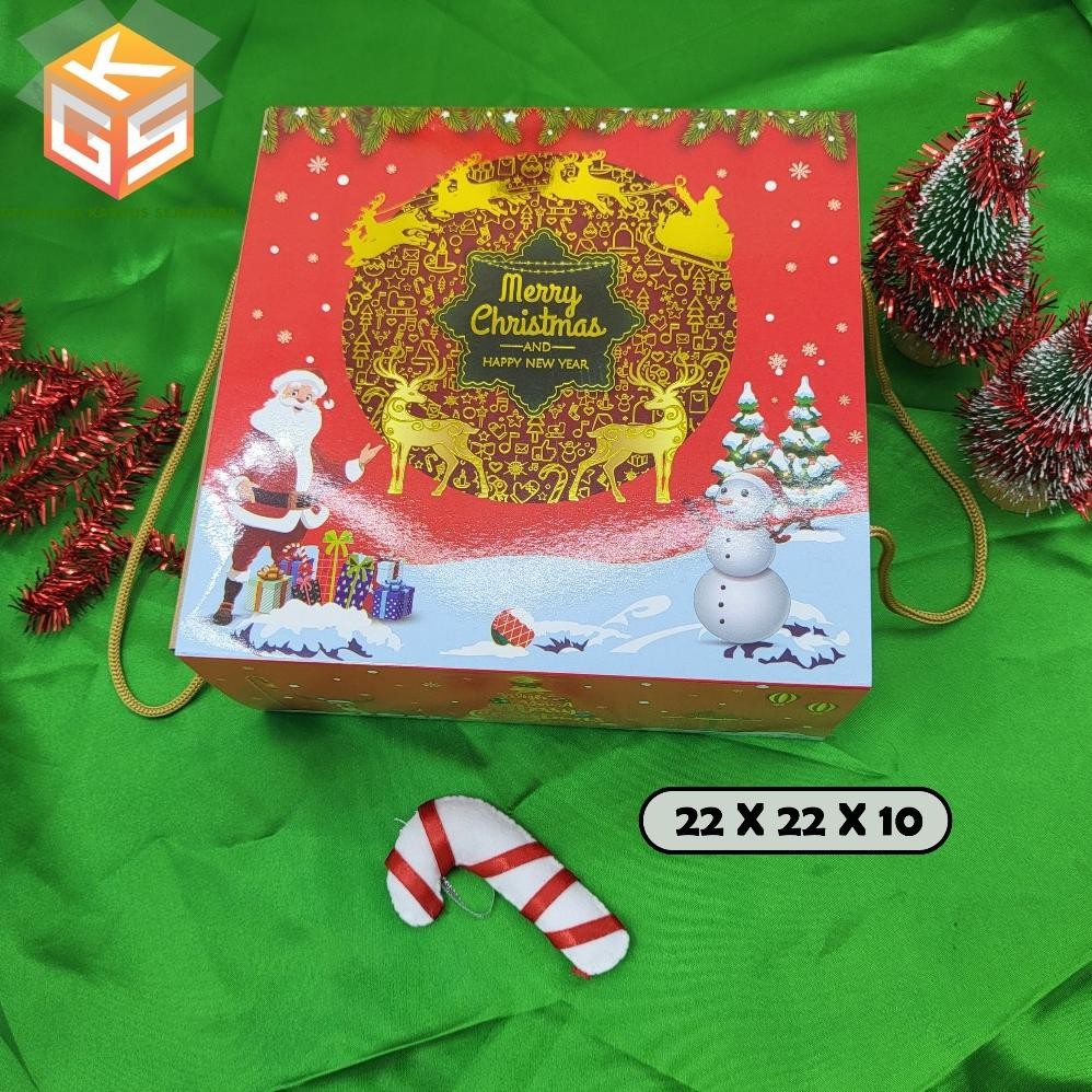 

8Pcs Box Natal [Free Hang Tag] | Ukuran 22X22X10 | Ukuran 4 Toples Persegi 350Gr | Box Christmas | Kardus Natal | 22X22X10 | Dus Hampers Natal | Box Kue Natal