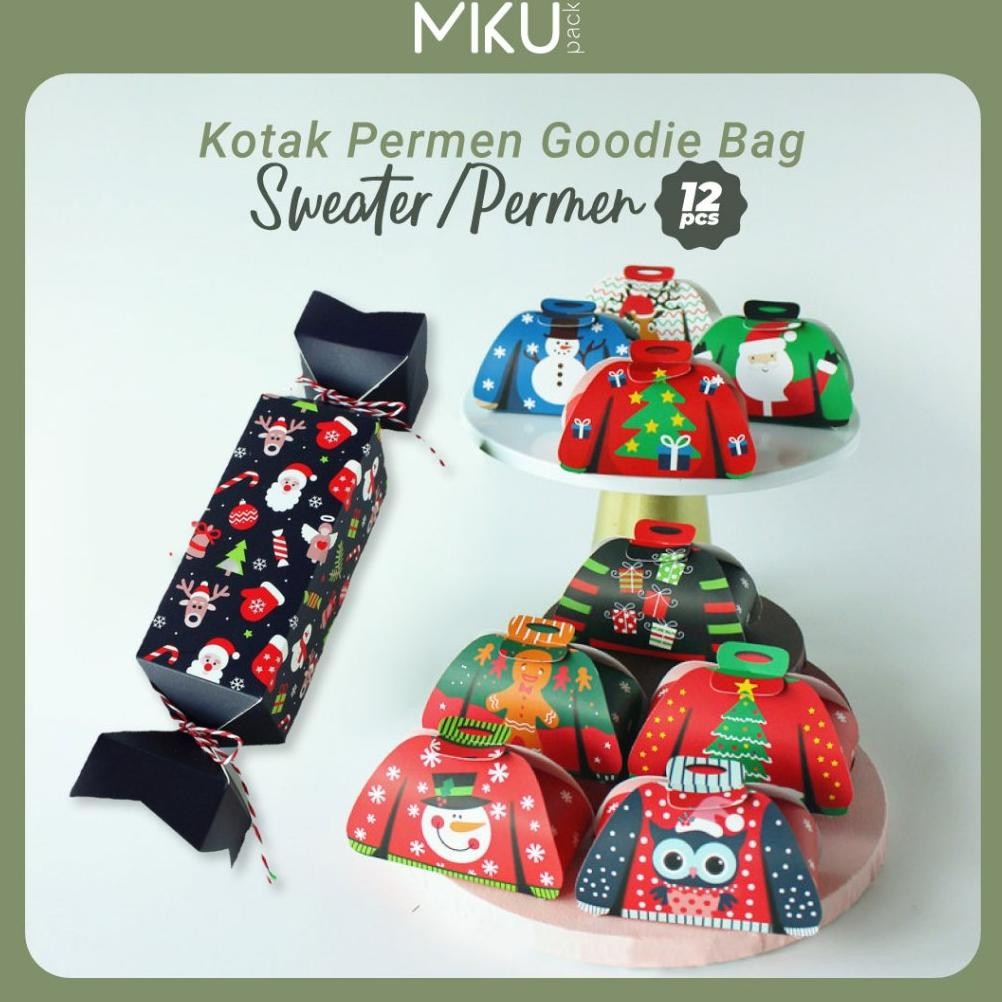 

12Pcs Goodie Bag Hampers Parcel Natal | Tas Box Bingkisan Coklat Permen | Box Kotak Christmas Gi