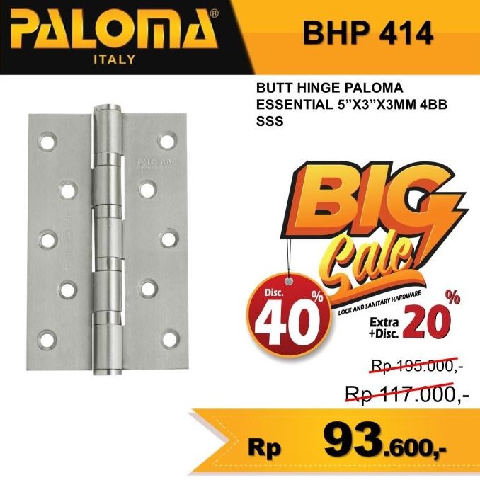 Engsel Pintu 5 Inch 3Mm Paloma Stainless Bhp 414 Original Dan Terpercaya