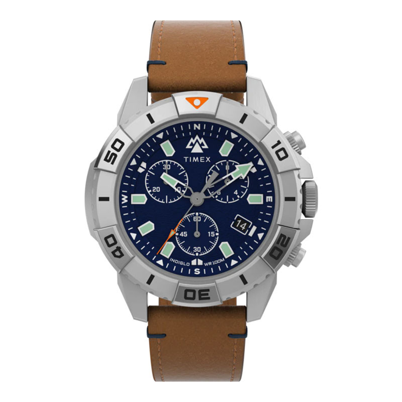 [PAYDAY SALE] Jam Tangan Pria Timex Expedition TW2W16300 Ridge Chronograph Blue Dial Brown Eco-Frien