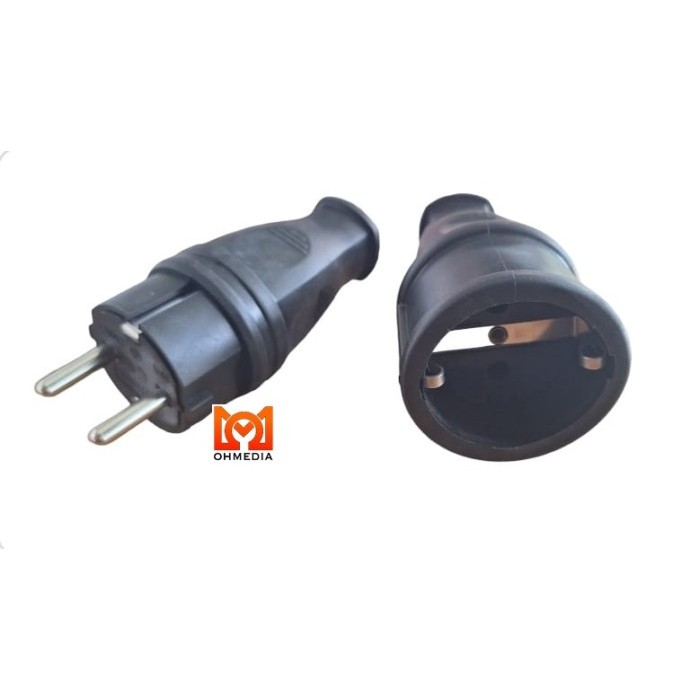 NEW COLOKAN LISTRIK / STEKER KARET WATERPROOF MALE - FEMALE 1 SET