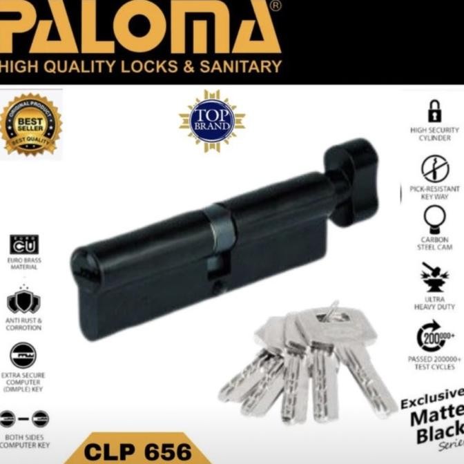 CYLINDER SILINDER KUNCI PINTU RUMAH KNOB 100MM BLACK PALOMA CLP 656 1011T