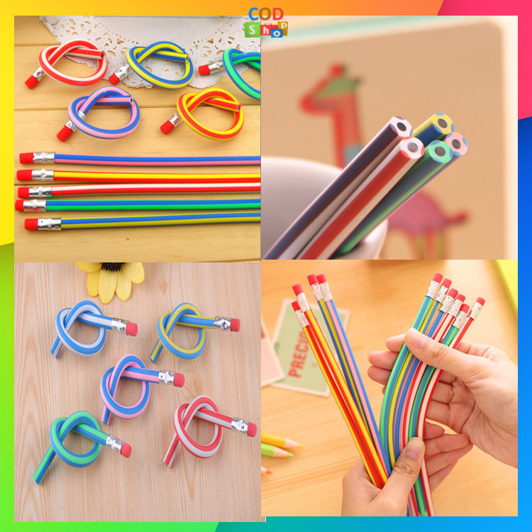 

murah COD - S5862 Pensil Flexsible Lentur Unik Lucu / Alat Tulis Sekolah Anak Pencil Karet Inul