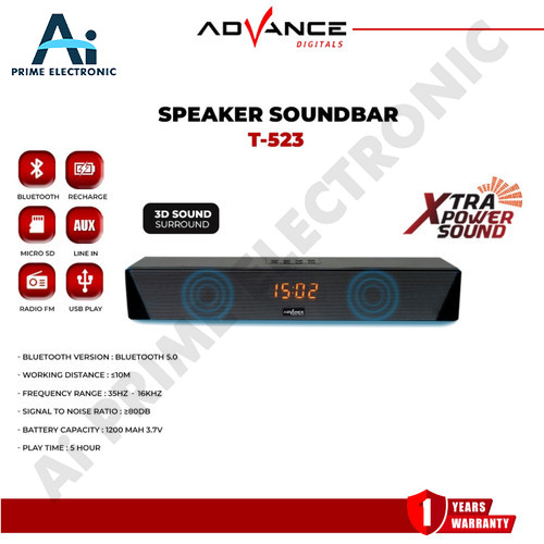 ORIGINAL ADVANCE T 523 Speaker Soundbar Portable Alarm Clock Bluetooth