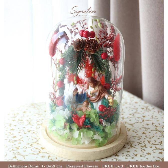 (SIGNATUREBLOOM) BETHLEHEM FLOWER DOME CHRISTMAS EDITION | PRESERVED FLOWERS GIFT | BUNGA ABADI HADI