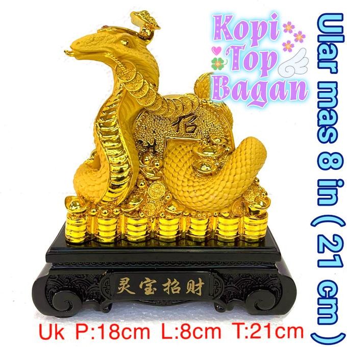 ULAR EMAS TUMPUKAN KOIN UANG MAS UK 8 IN 21 CM GOLDEN SNAKE KOIN KUNO TAEL COIN SHIO ULAR MAS KOIN Y
