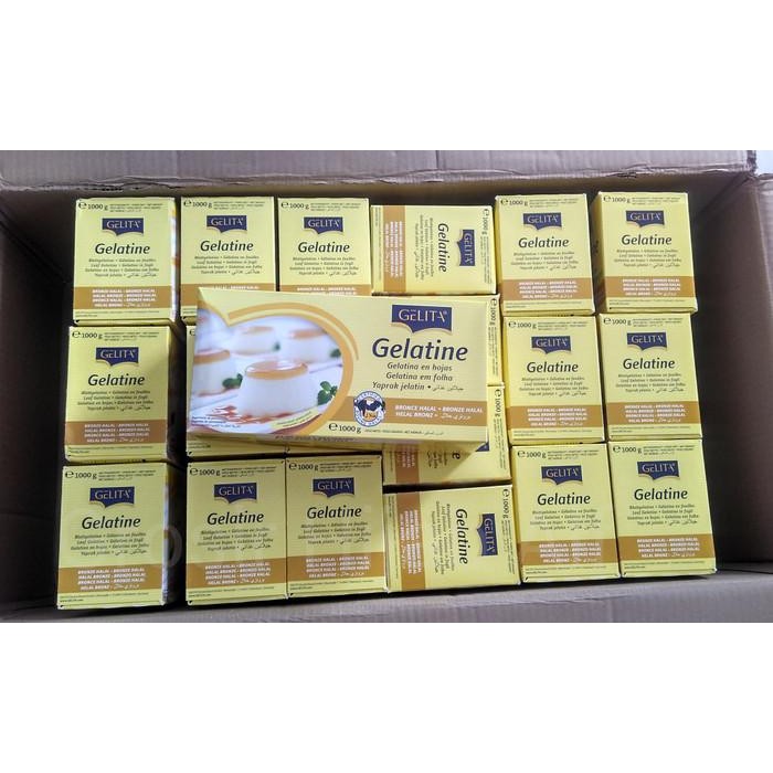 

Gelatin Lembaran Halal - 1Kg / Gelatine Sheet Gelita Halal / Gelita