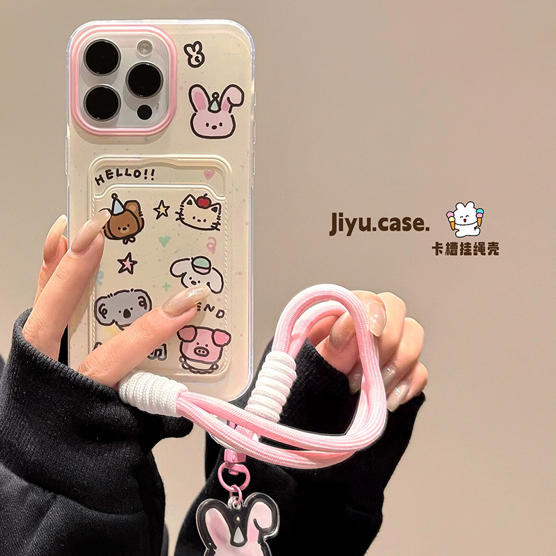 Tali Pengikat Binatang Kecil Kartun Candy Digambar Tangan Hardcase Redmi Note 13 Pro Plus 5G 13C 10A