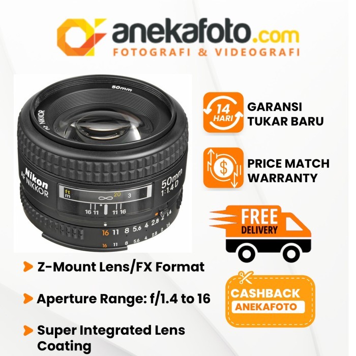 Nikon Lensa AF 50 mm f/1.4D Black